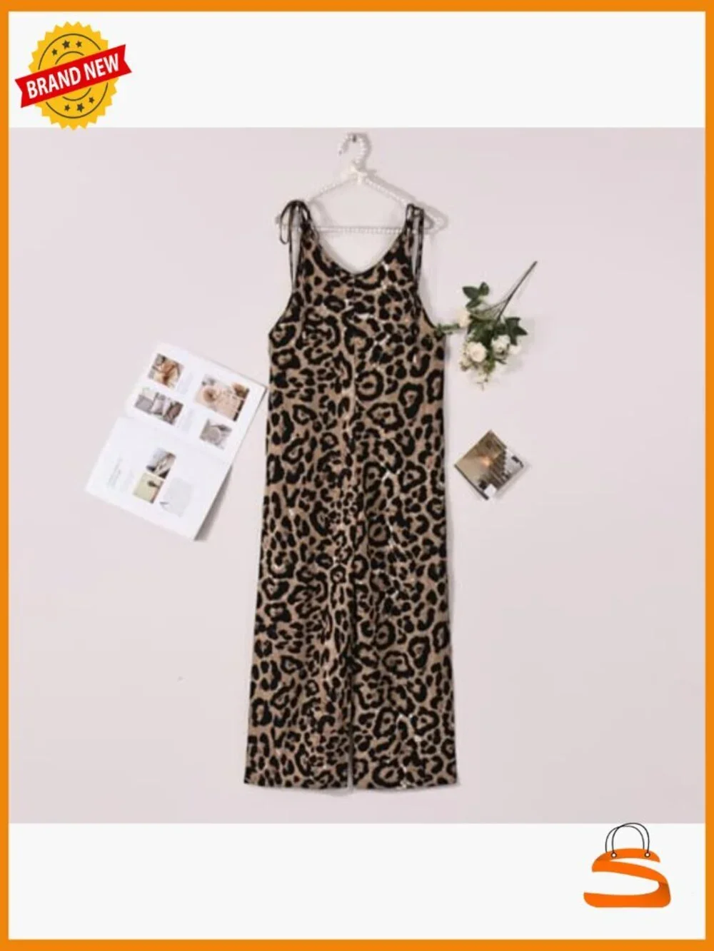 Womens Spaghetti Strap Jumpsuit Wide Leg Romper Casual Loose Fit